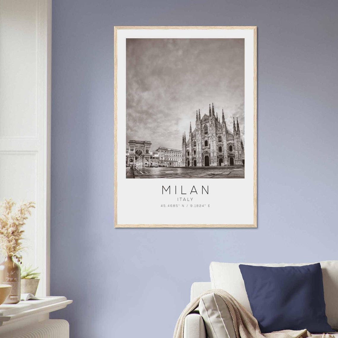 Milan Italy Duomo Cathedral Facade Black and White Photo Poster - Image 2