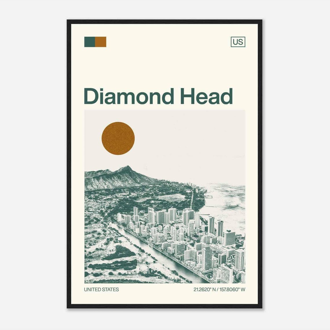 Diamond United States Minimalist Monochrome Travel Photo Poster