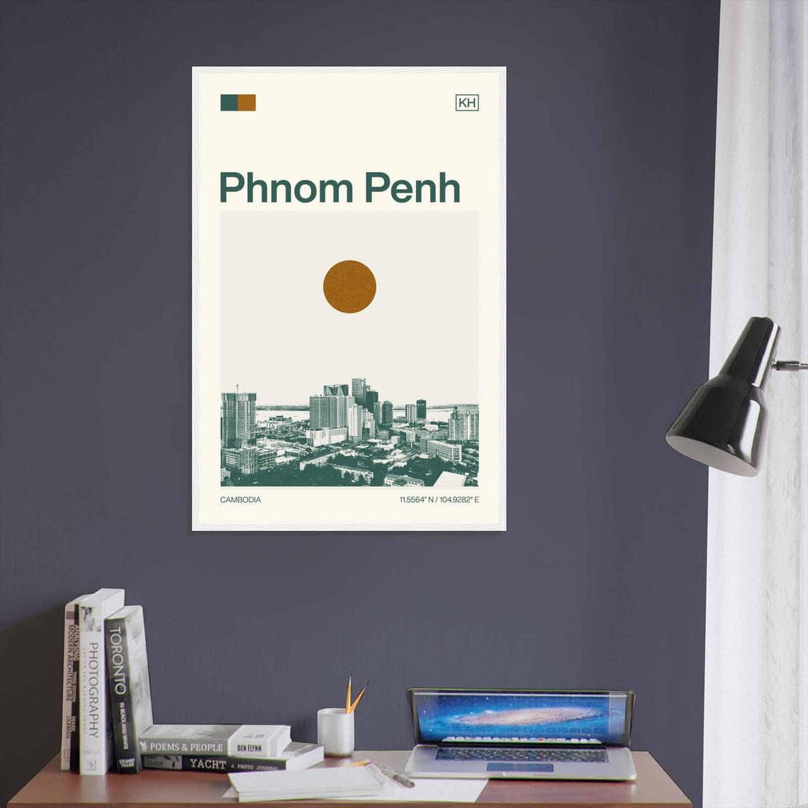 Phnom Penh Cambodia City Skyline Minimalist Duotone Travel Poster - Image 3
