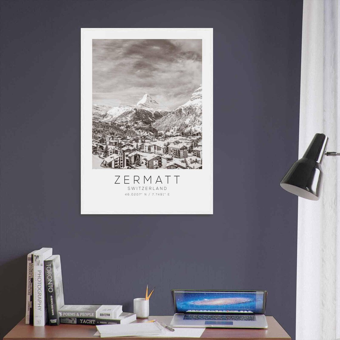 Zermatt Switzerland Travel Photo Poster Bw Zermatt Travel Print Minimalist Travel Poster Print - Image 3