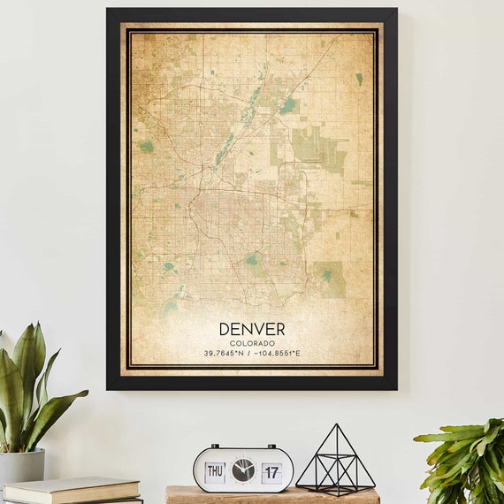 Vintage Denver Colorado Map Art Print
