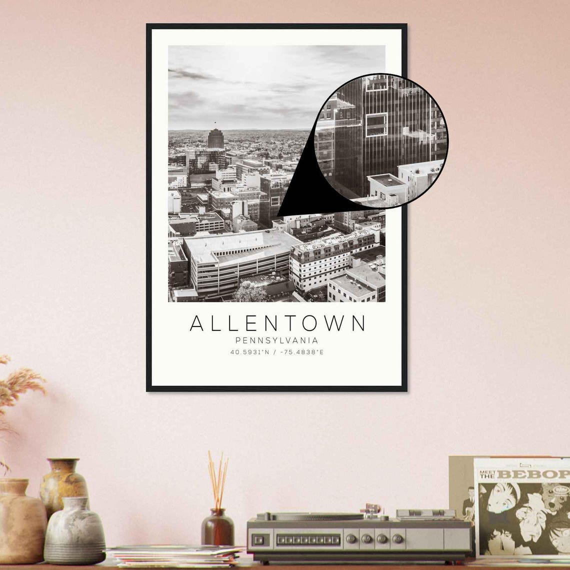 Allentown Pennsylvania Aerial Downtown Cityscape Photo Poster - Image 4