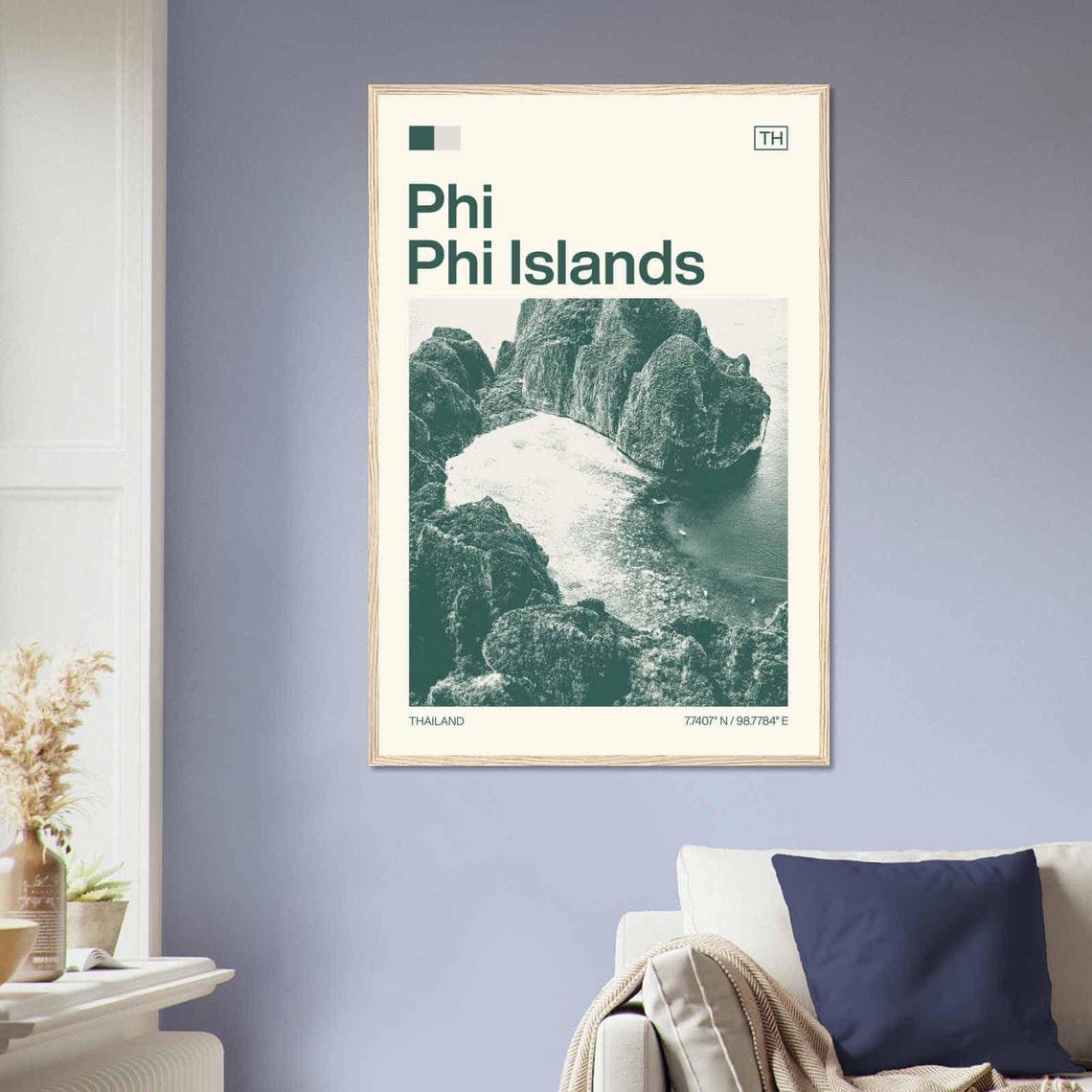 Phi Phi Islands Thailand Lagoon Cliffs Minimalist Travel Poster - Image 2