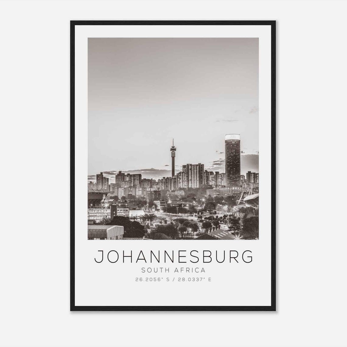 Johannesburg South Africa Travel Photo Poster Bw Johannesburg Travel Print Minimalist Travel Poster Print