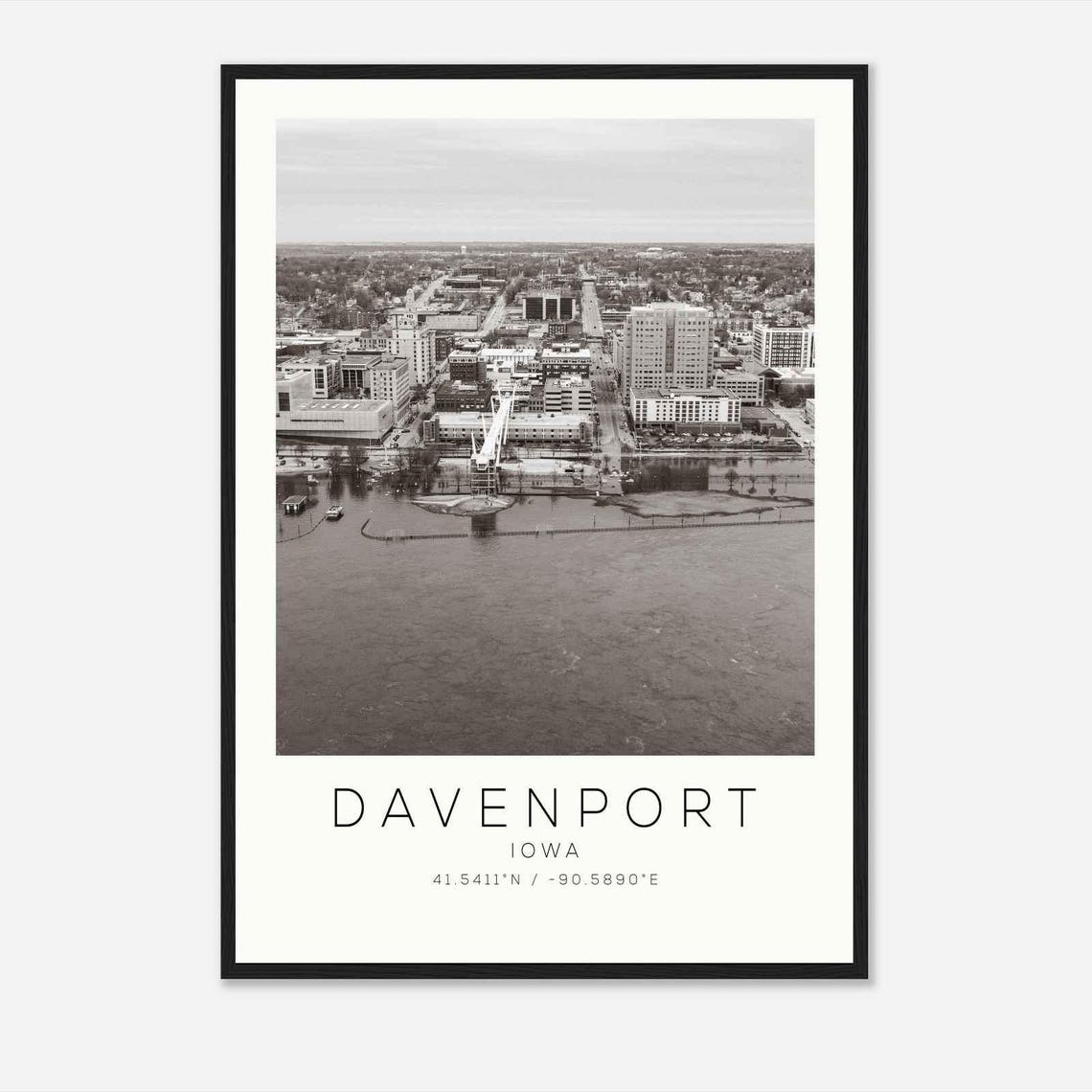 Davenport Iowa Photo Travel Poster Davenport Travel Print Minimalist Travel Print
