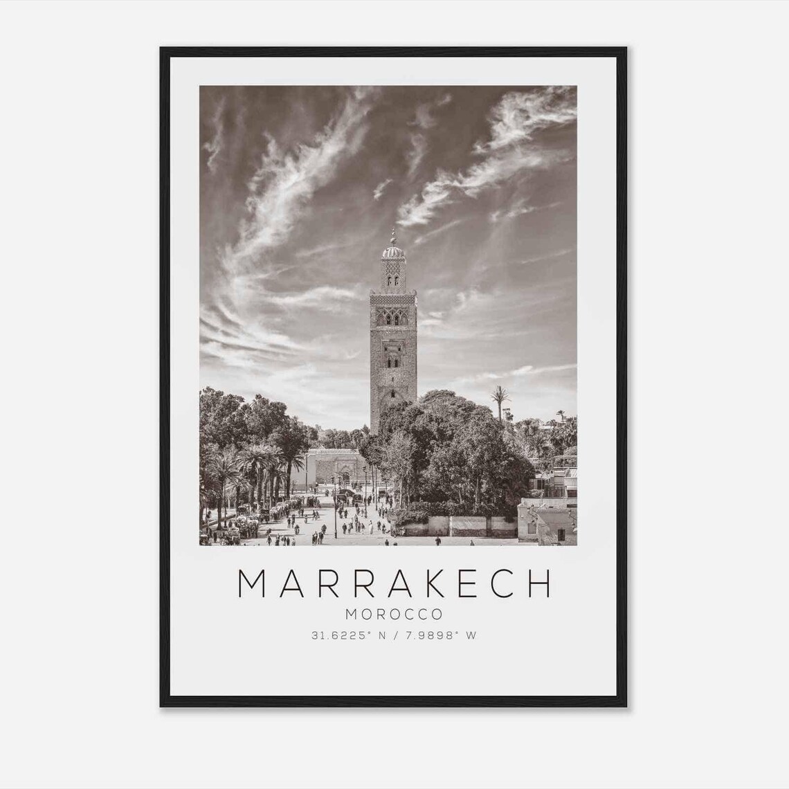 Marrakech Morocco Travel Poster, Minimalist Travel Art