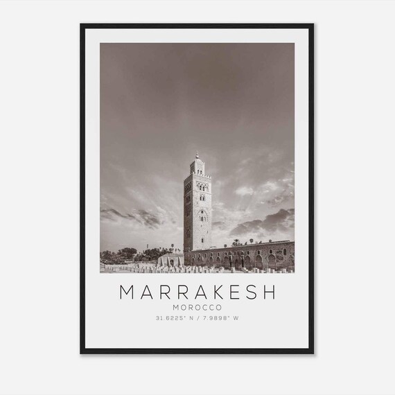 Marrakesh Morocco Travel Photo Poster Bw Marrakesh Travel Print Minimalist Travel Poster Print