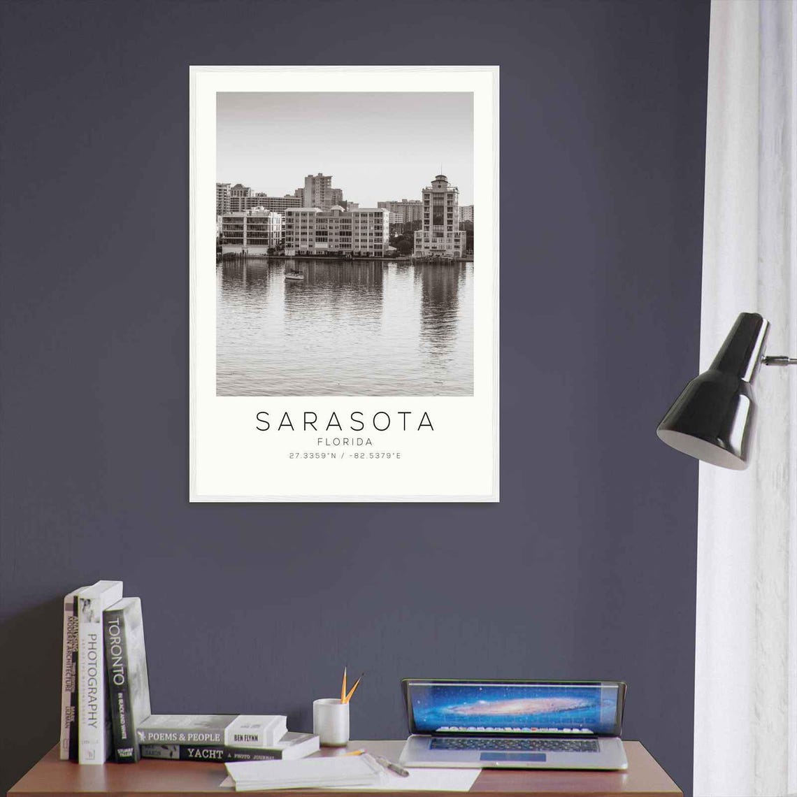 Sarasota Florida Bayfront Condos Sailboat Minimalist Photo Poster - Image 3