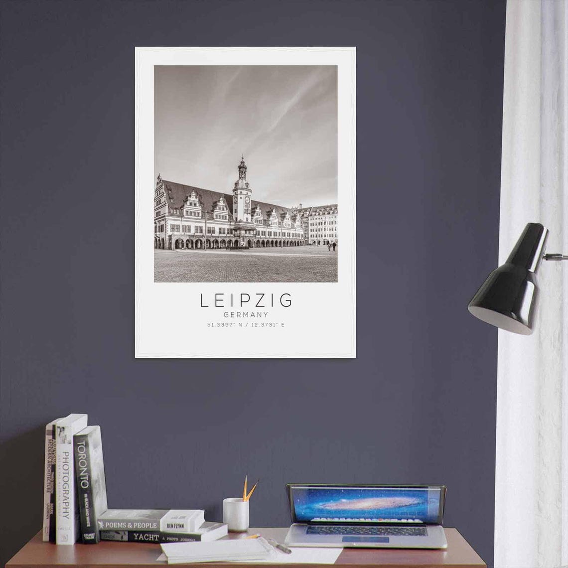 Leipzig Germany Black White Historic Market Square Town Hall Poster - Image 3