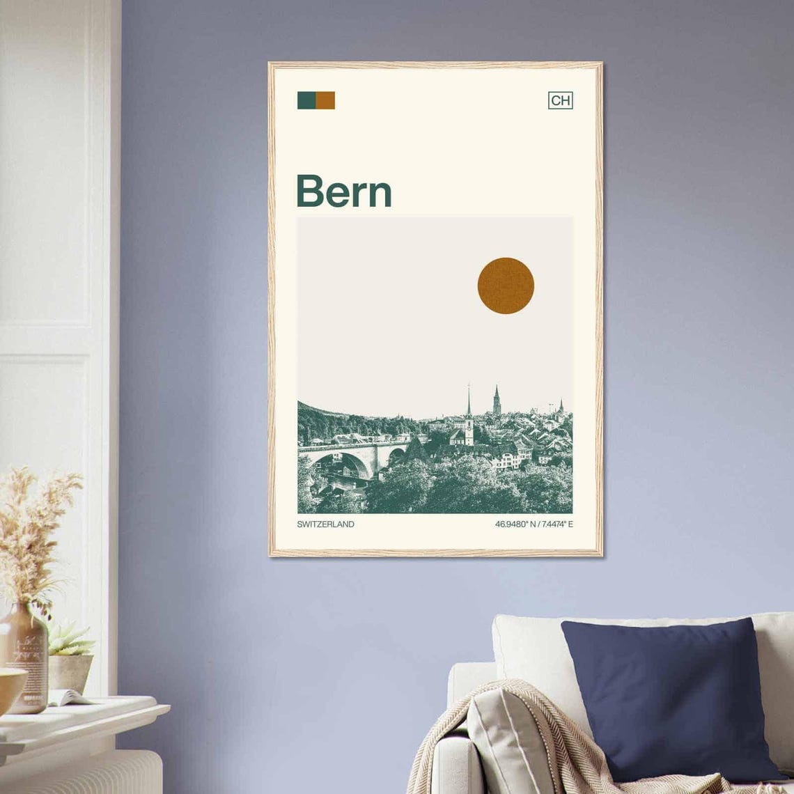 Bern Switzerland Old Town Bridge Vintage Style Travel Poster - Image 2