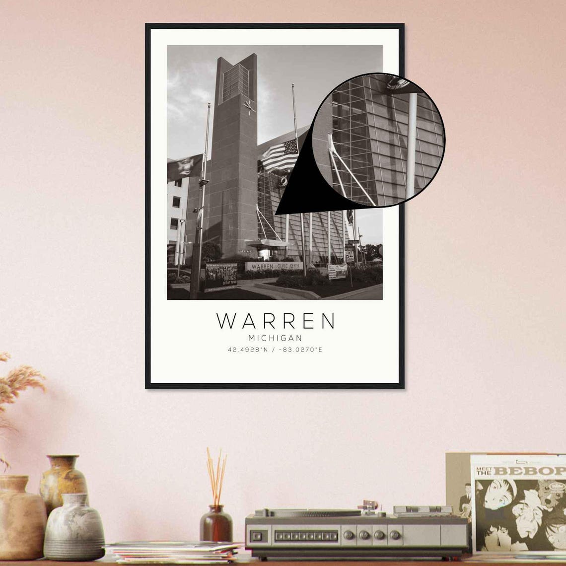Warren Michigan Civic Center Clock Tower Landmark Travel Poster - Image 4