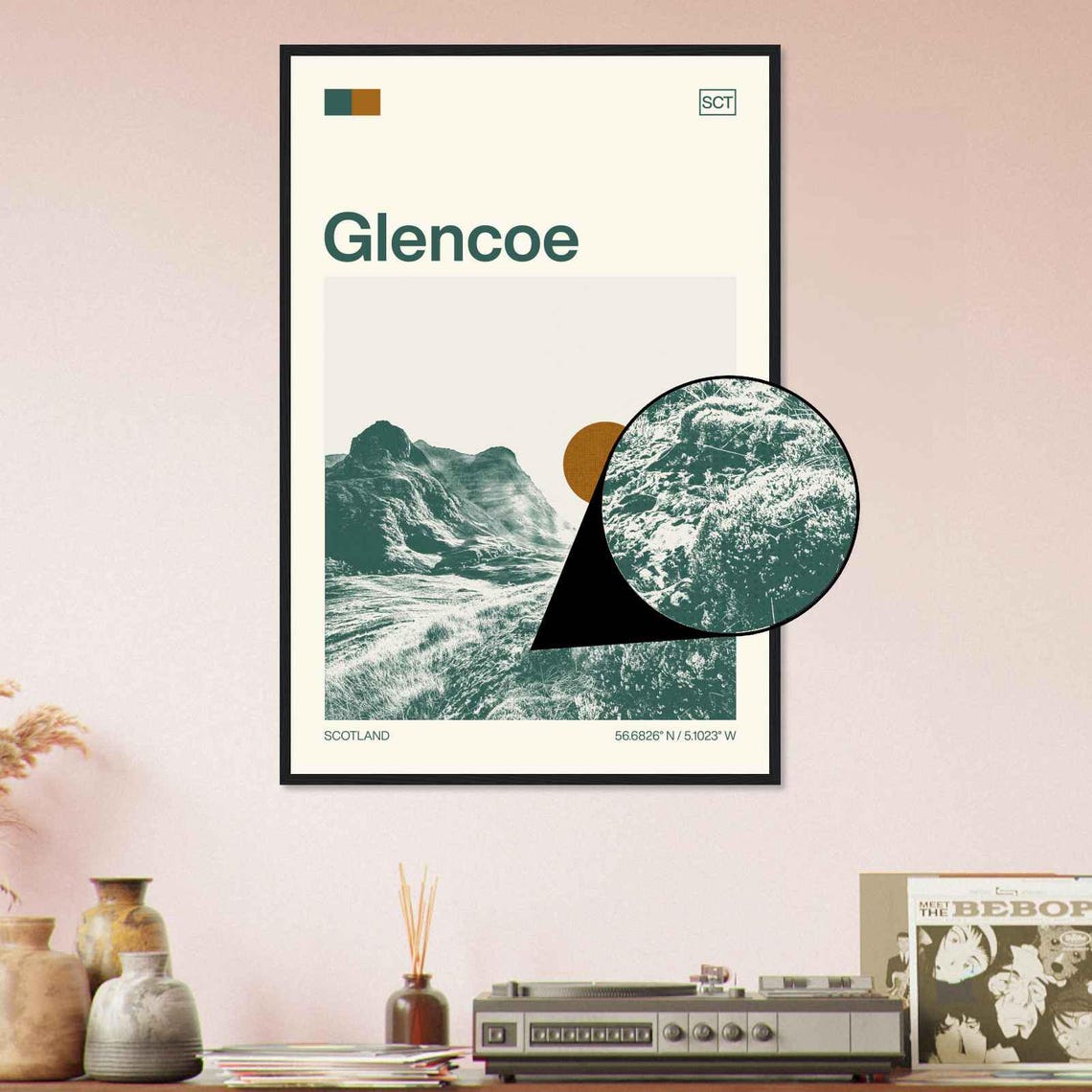 Glencoe Scotland Mountain Valley Sunrise Minimalist Travel Poster - Image 4