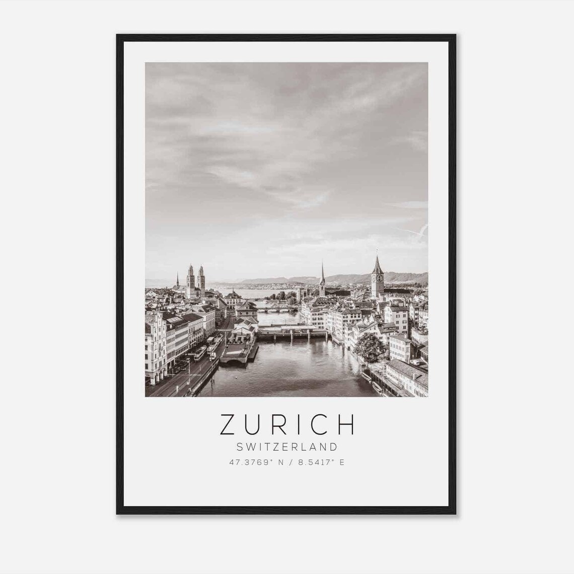 Zurich Switzerland Travel Poster, Minimalist Travel Print