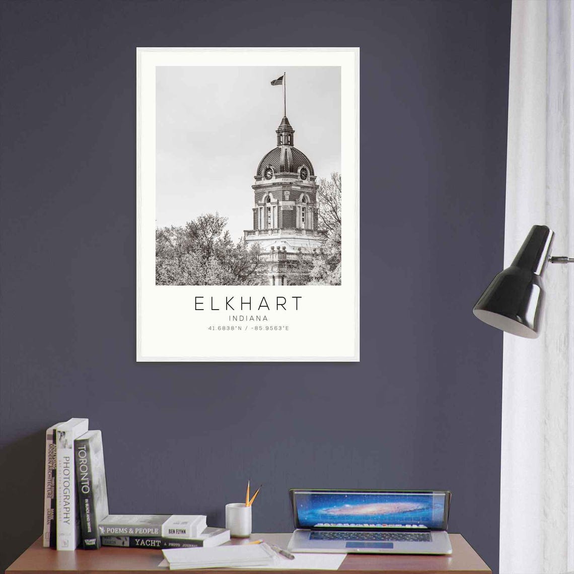 Elkhart Indiana Historic Courthouse Clock Dome Flag Photo Poster - Image 3