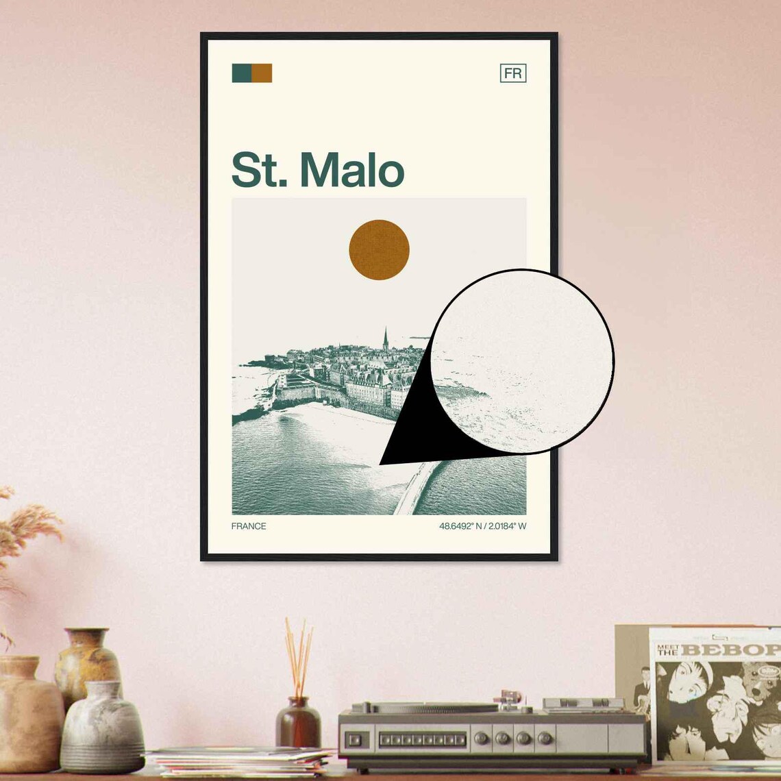 St Malo France Minimalist Monochrome Travel Poster - Image 4
