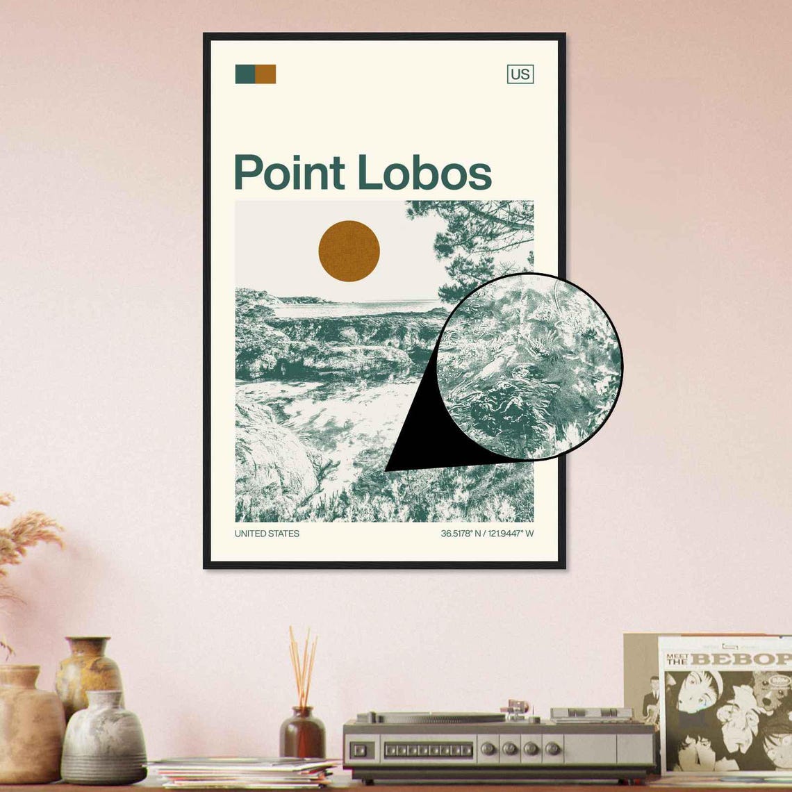 Point Lobos California Rocky Coast Cypress Minimalist Travel Poster - Image 4