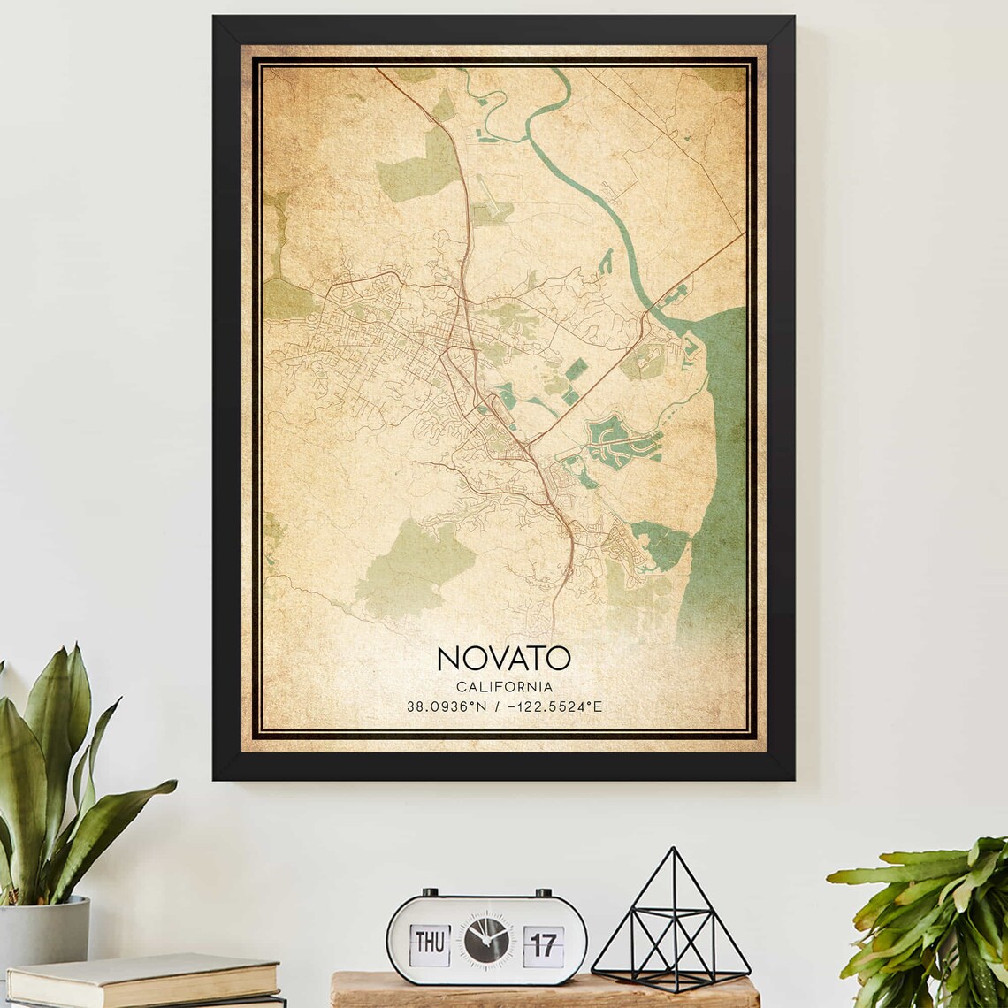 Vintage Novato Map Travel Poster, Custom Art