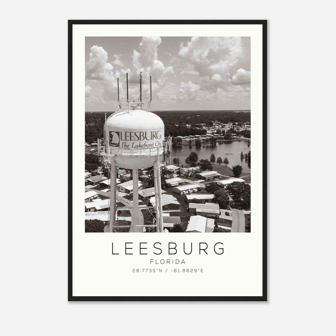 Leesburg Florida Photo Travel Poster Leesburg Travel Print Minimalist Travel Print