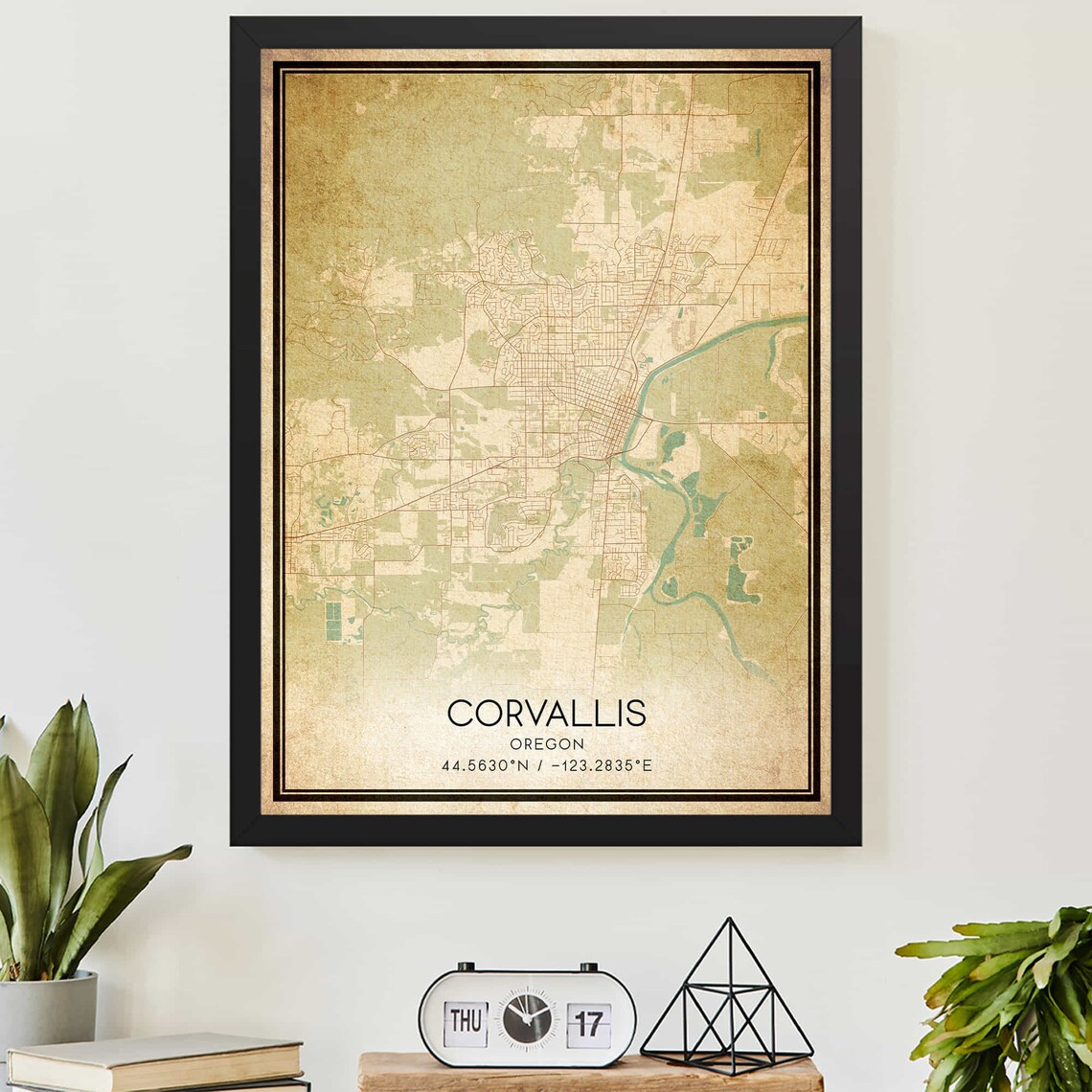 Corvallis Oregon Vintage City Map Antique Style College Town Poster