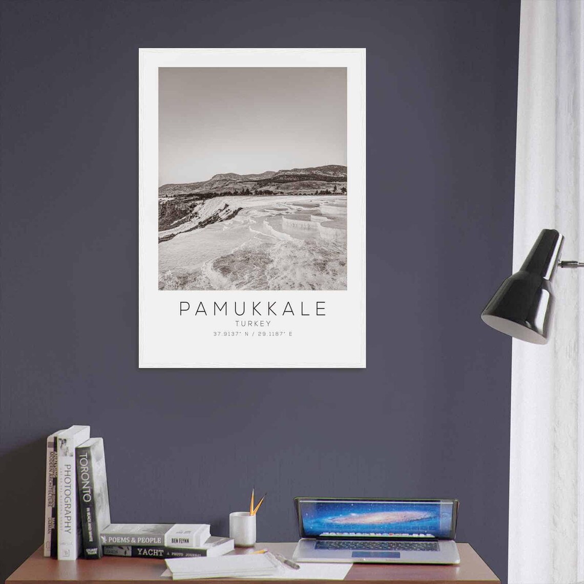 Pamukkale Turkey Travertine Terraces Black White Photo Poster - Image 3
