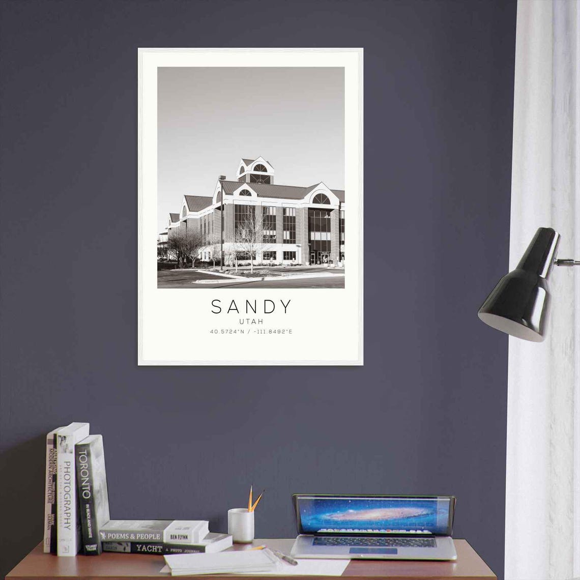 Sandy Utah City Hall Building Architecture Monochrome Poster - Image 3