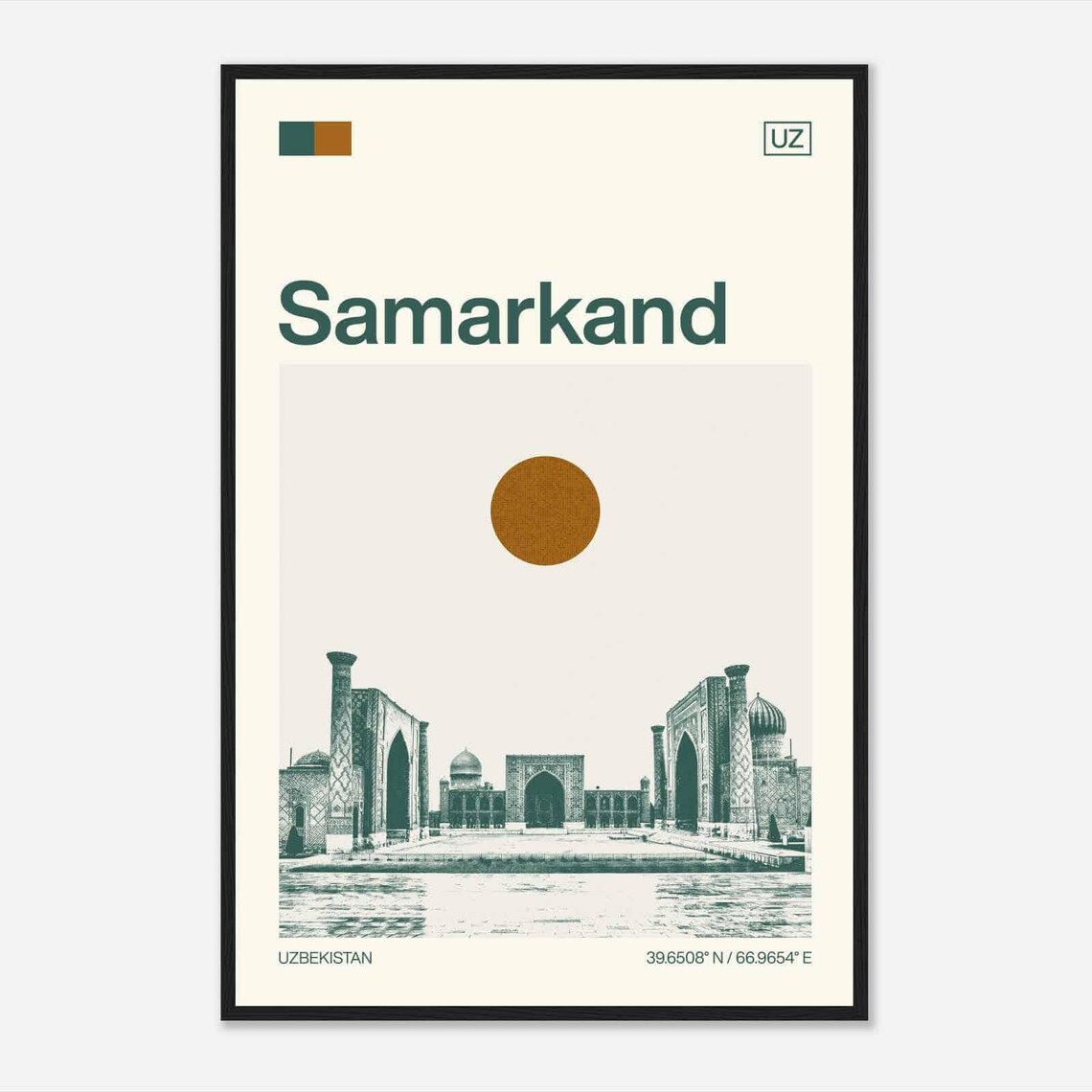 Samarkand Uzbekistan Registan Square Minimalist Travel Poster