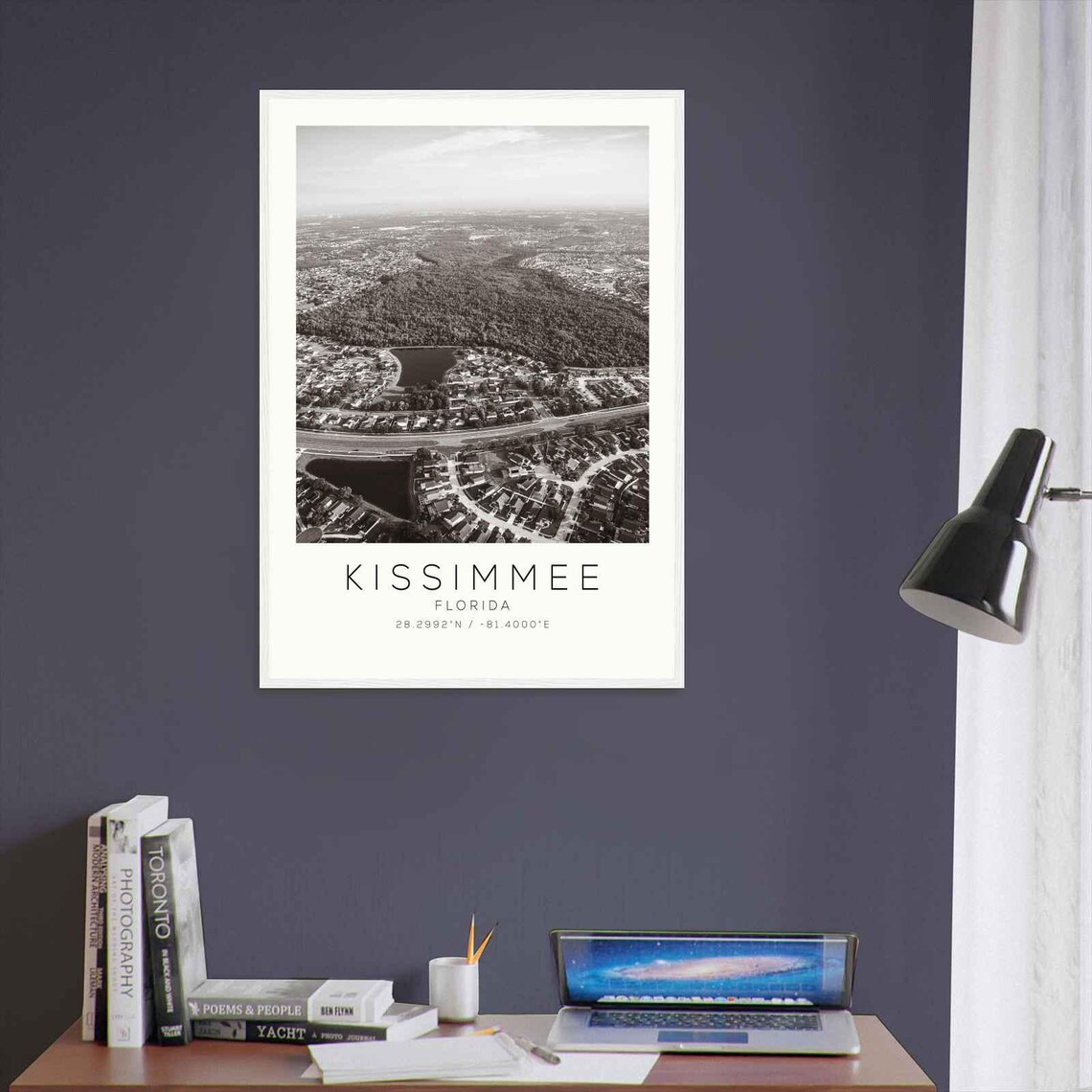 Kissimmee Florida Suburban Lakes Aerial Black White Photo Poster - Image 3