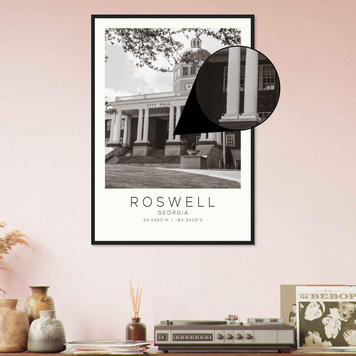 Roswell Georgia Historic City Hall Colonnade Clock Tower Poster - Image 4