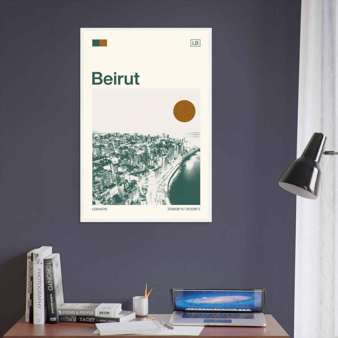 Beirut Lebanon Coastal City Skyline Vintage Style Travel Poster - Image 3