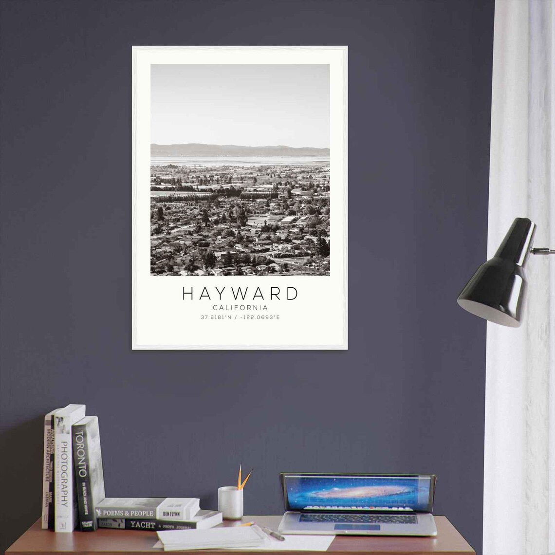 Hayward California San Francisco Bay Panorama Black White Poster - Image 3