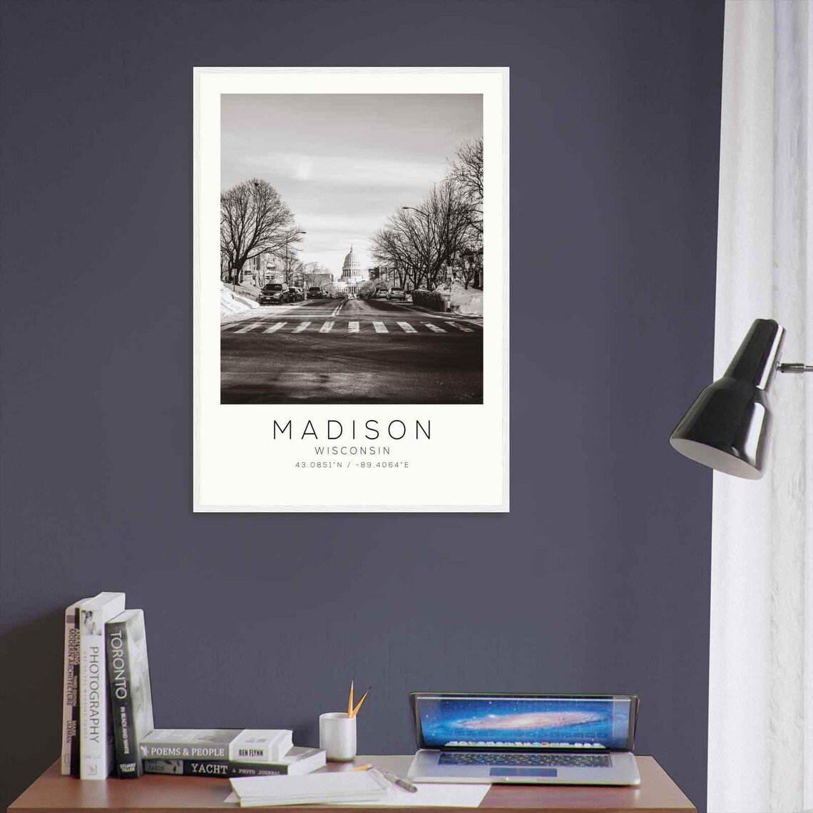 Madison Wisconsin Winter Street View State Capitol Photo Poster - Image 3