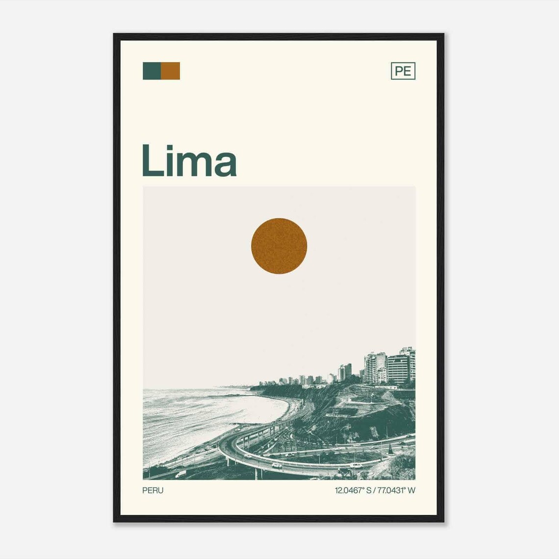 Lima Peru Minimalist Monochrome Travel Poster