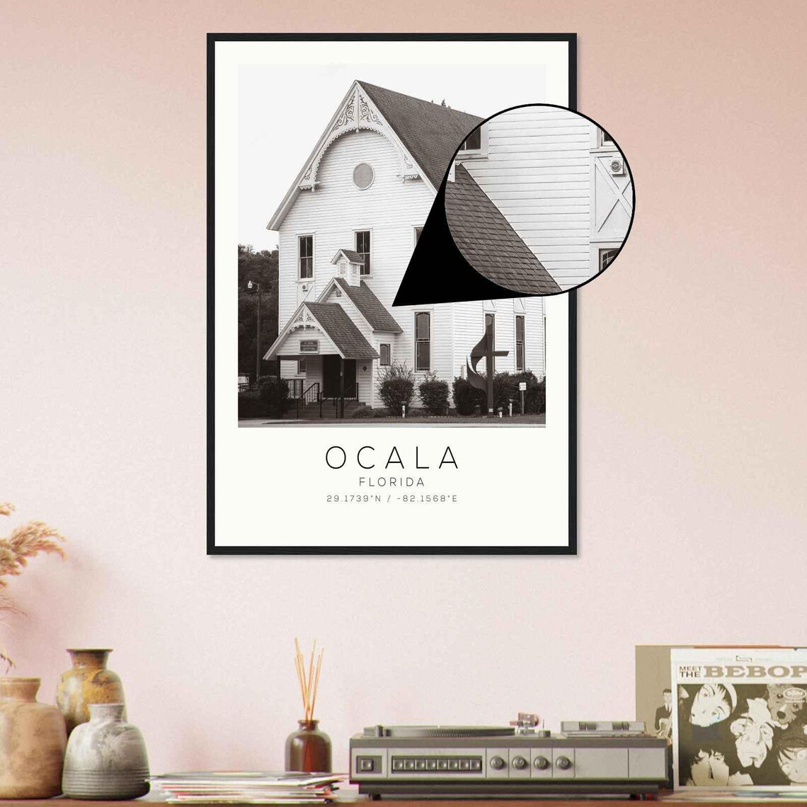 Ocala Florida Historic White Church Landmark Minimalist Travel Poster - Image 4