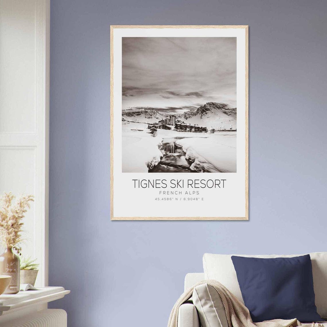 Tignes Ski Resort French Alps Travel Photo Poster Bw Tignes Ski Resort Travel Print Minimalist Travel Poster Print - Image 2