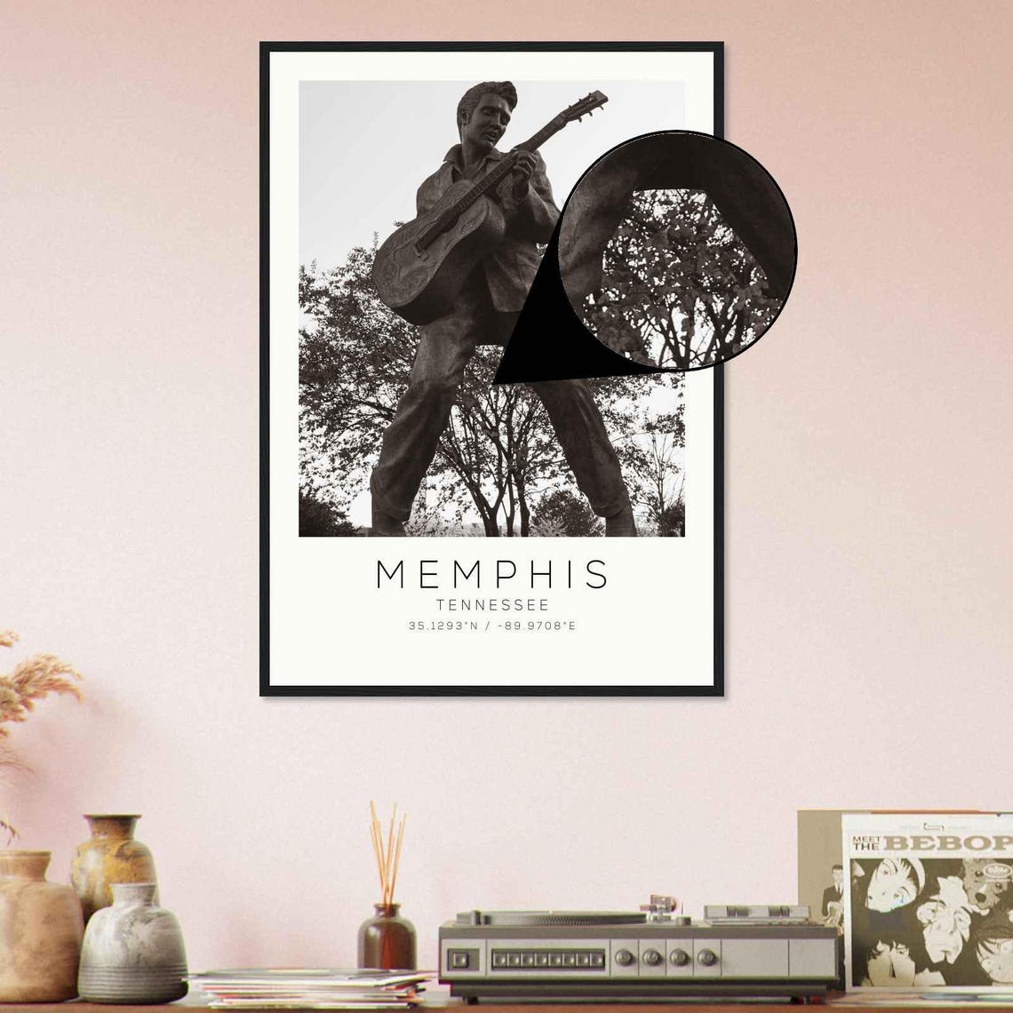 Memphis Tennessee Elvis Presley Statue Minimalist Travel Poster - Image 4