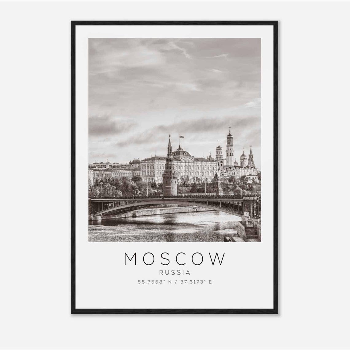 Moscow Russia Travel Photo Poster Bw Moscow Travel Print Minimalist Travel Poster Print