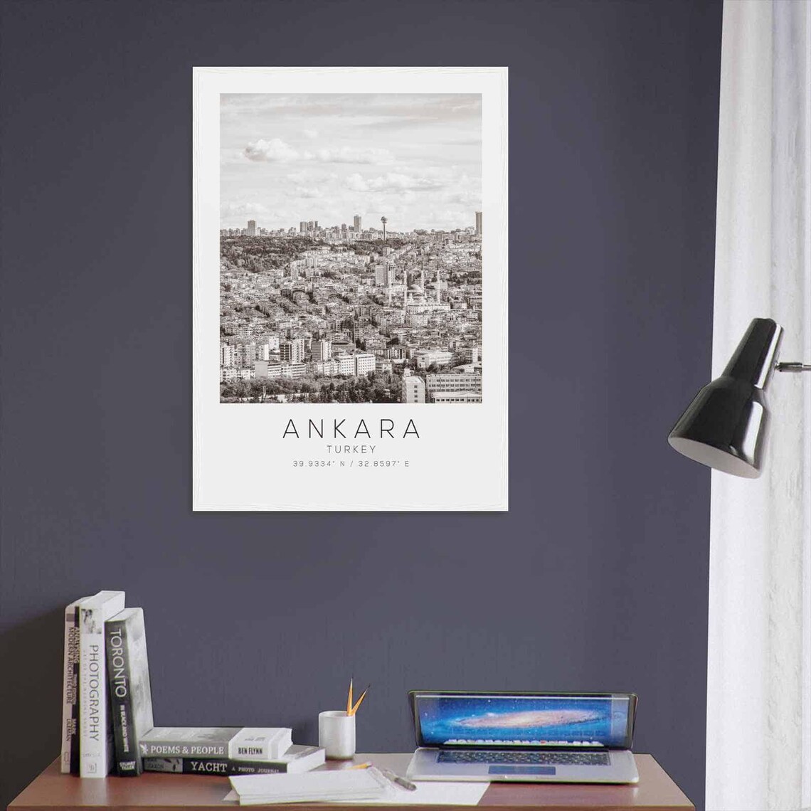 Ankara Turkey Black White City Skyline Panorama Capital Travel Poster - Image 3