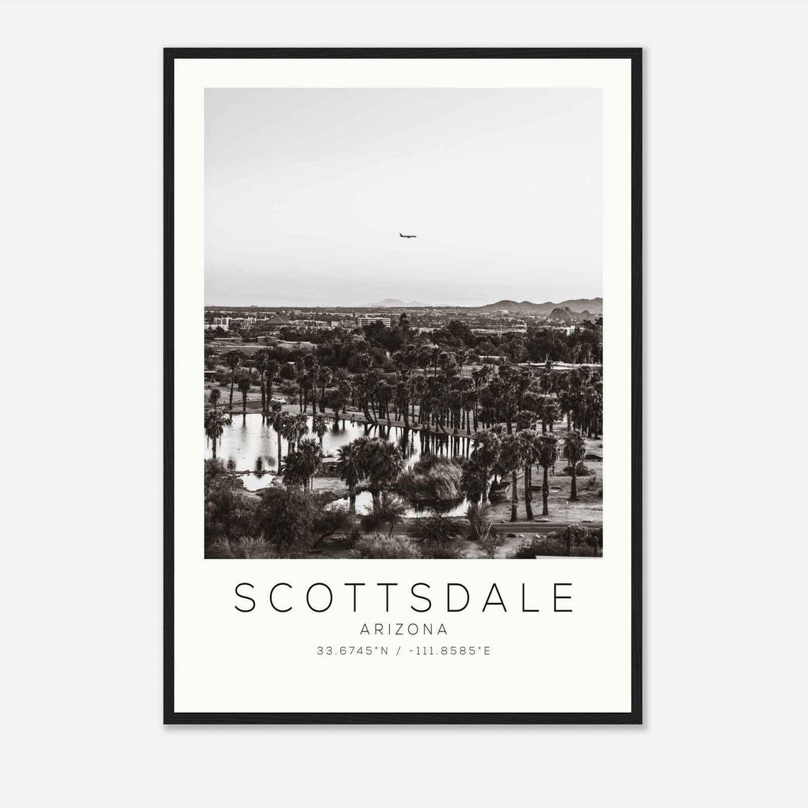 Scottsdale Arizona Palm Tree Lake Sunset Minimalist Photo Poster