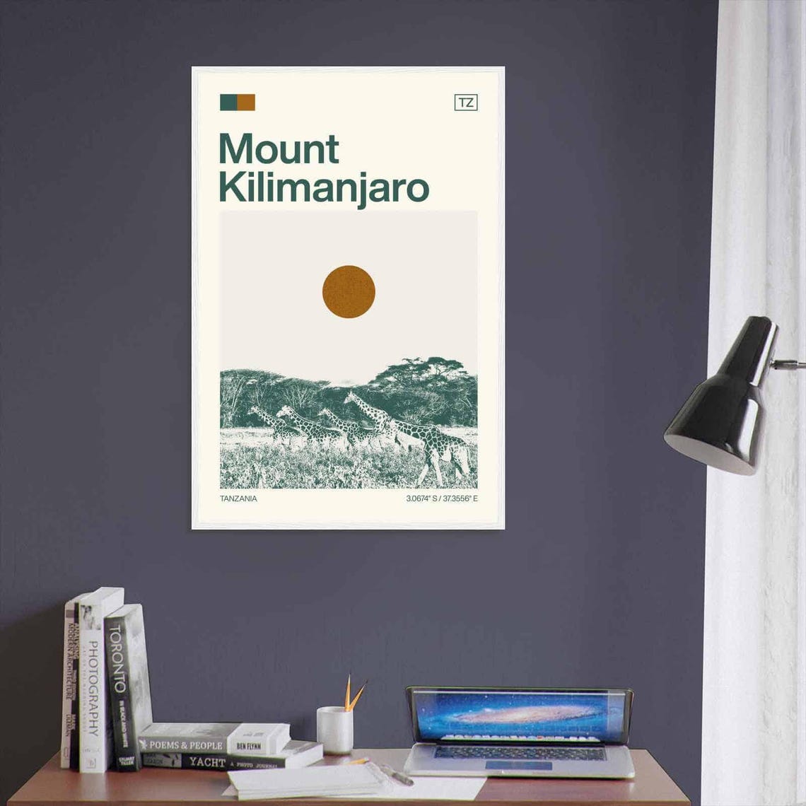 Mount Kilimanjaro Tanzania Giraffe Safari Minimalist Travel Poster - Image 3