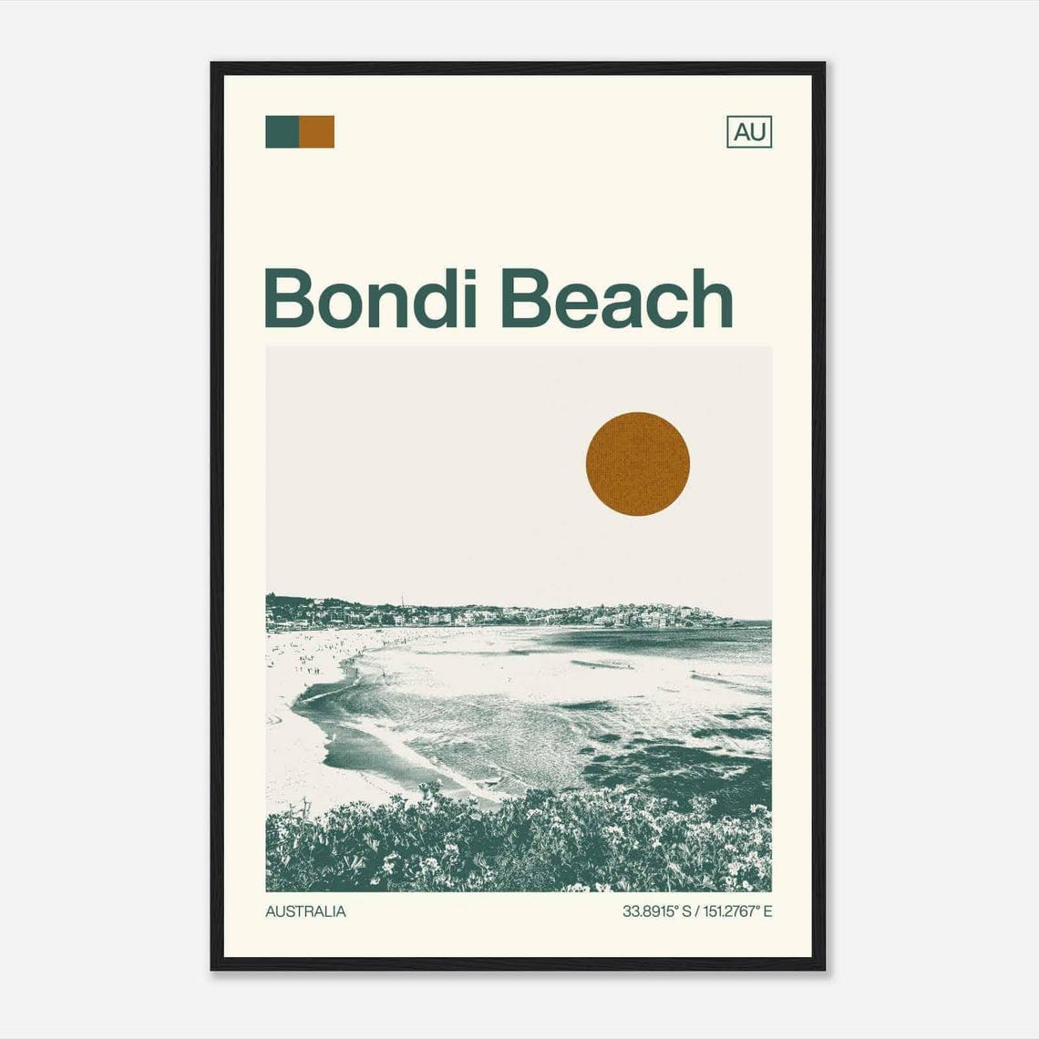 Bondi Beach Australia Surf Coast Vintage Style Travel Poster