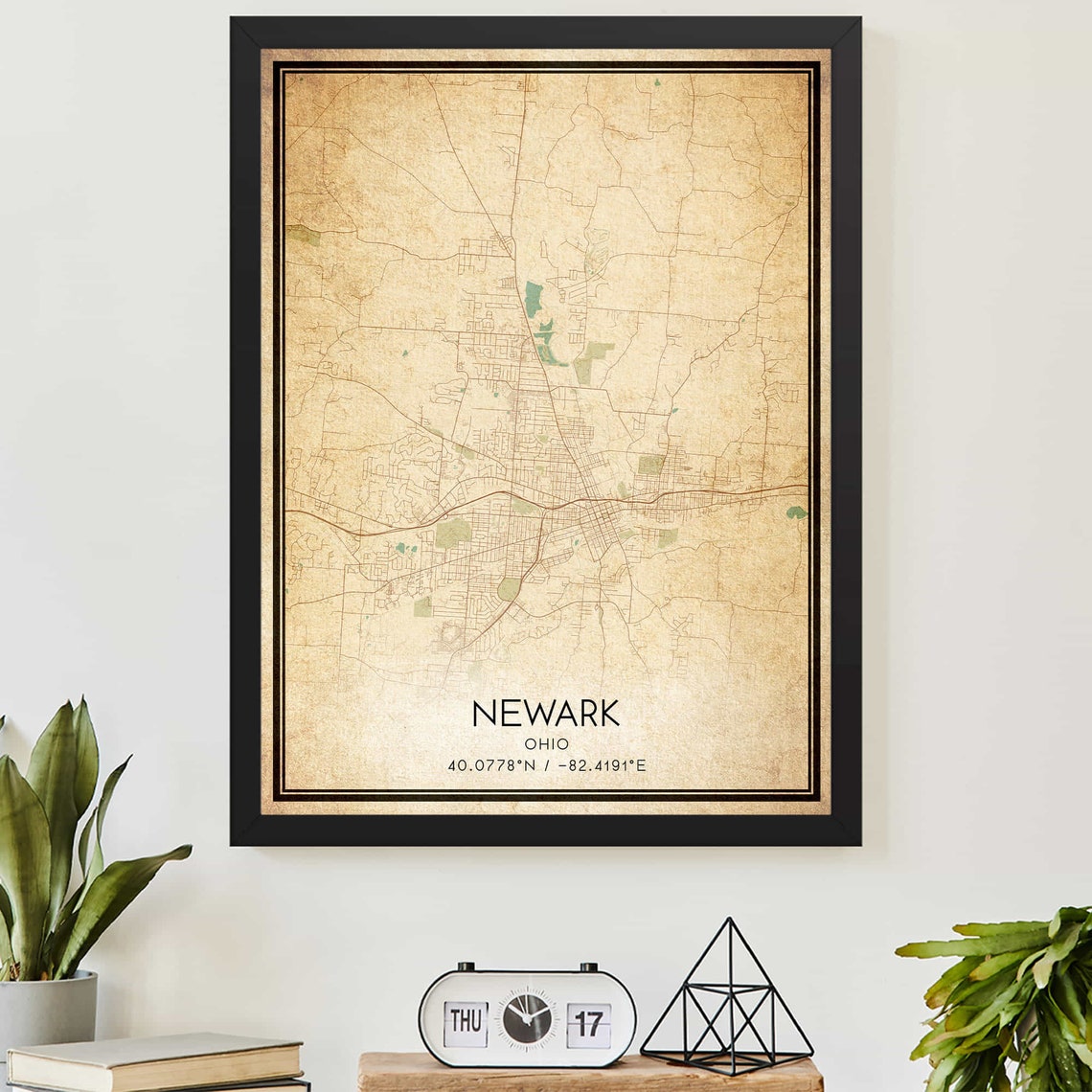 Newark Ohio Vintage City Map Coordinates Poster for Buckeye Homes