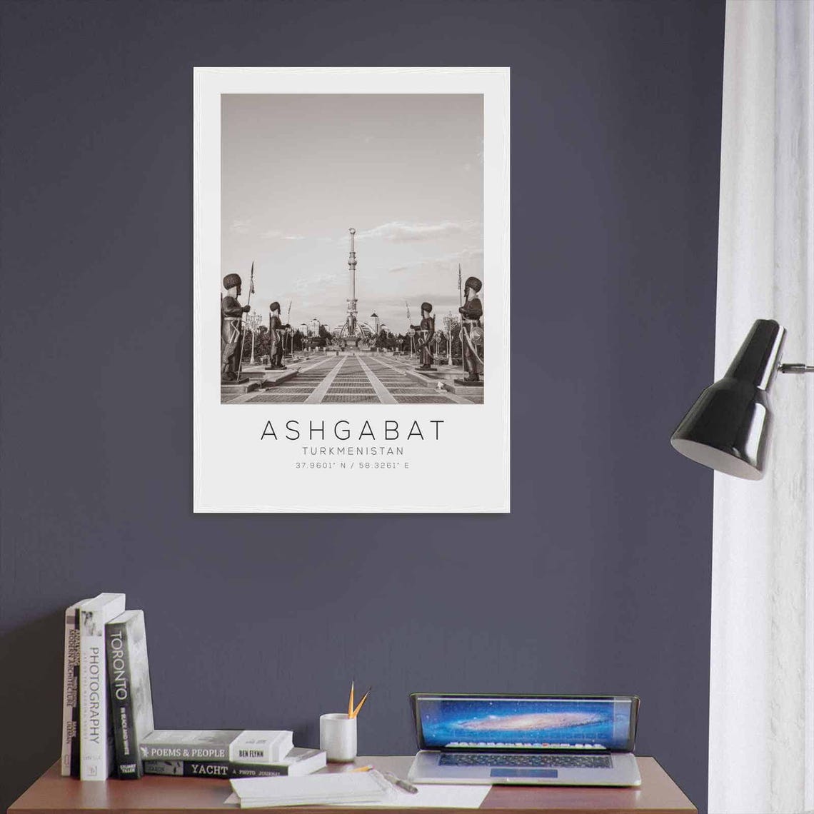 Ashgabat Turkmenistan Black White Independence Monument Poster - Image 3
