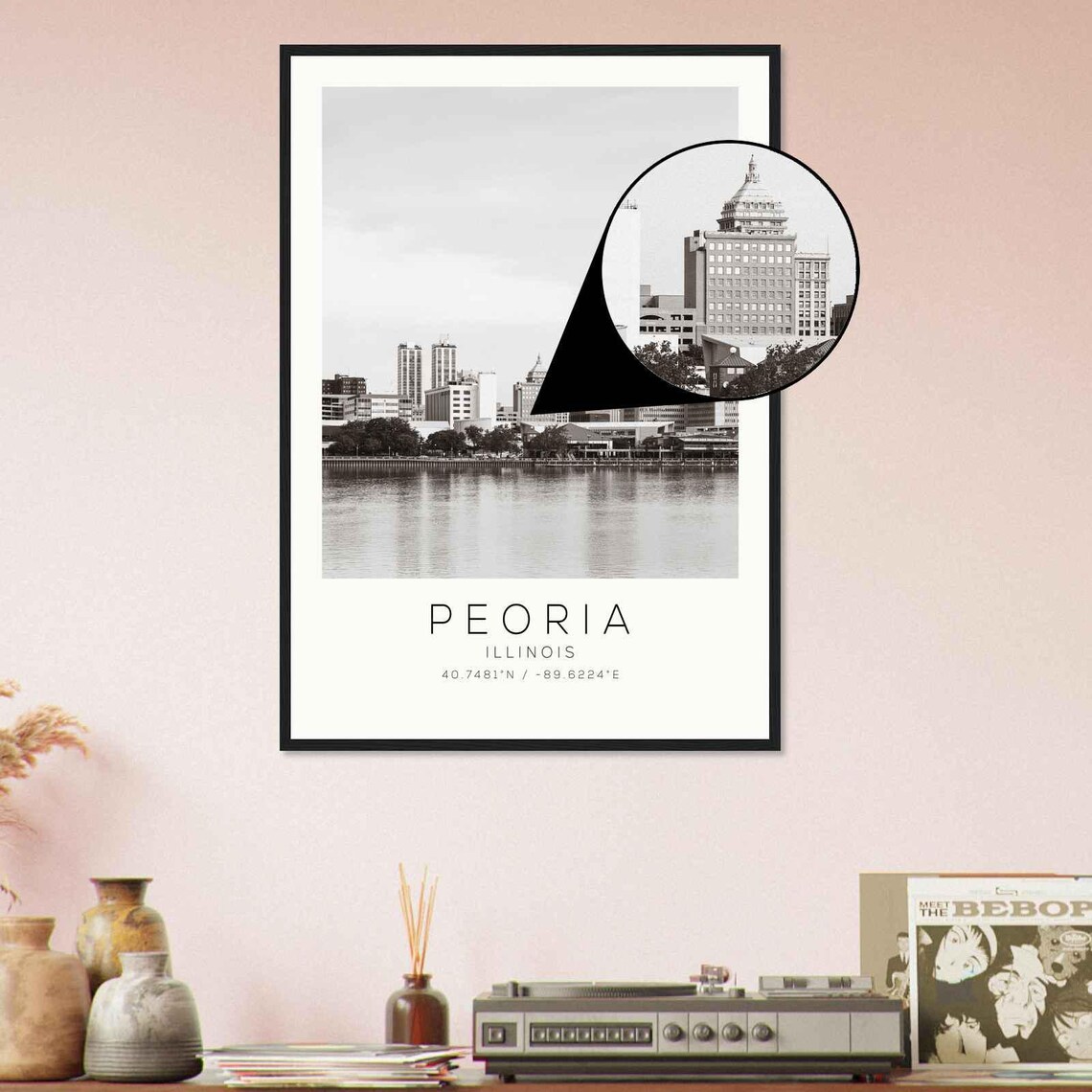 Peoria Illinois Minimalist Travel Poster, Art Print - Image 4