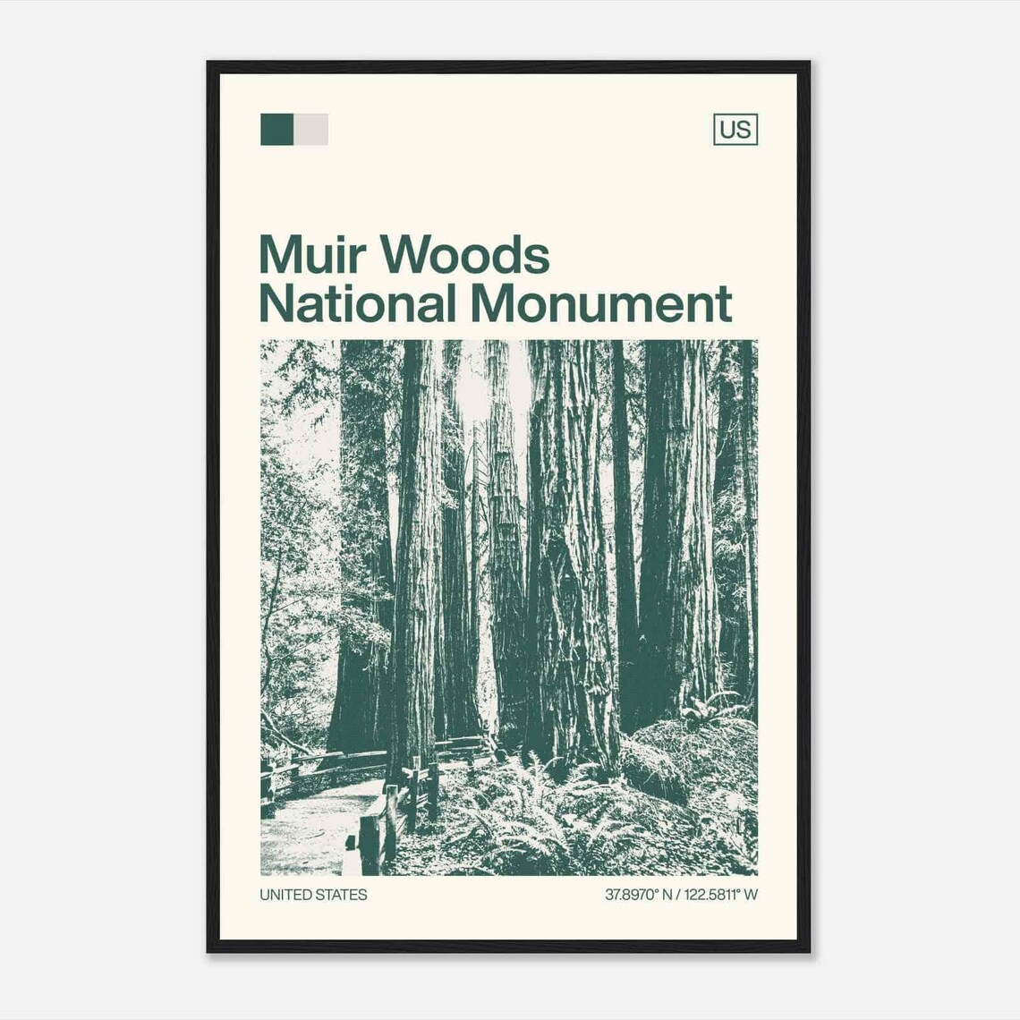 Muir Woods California Redwood Forest Minimalist Travel Poster