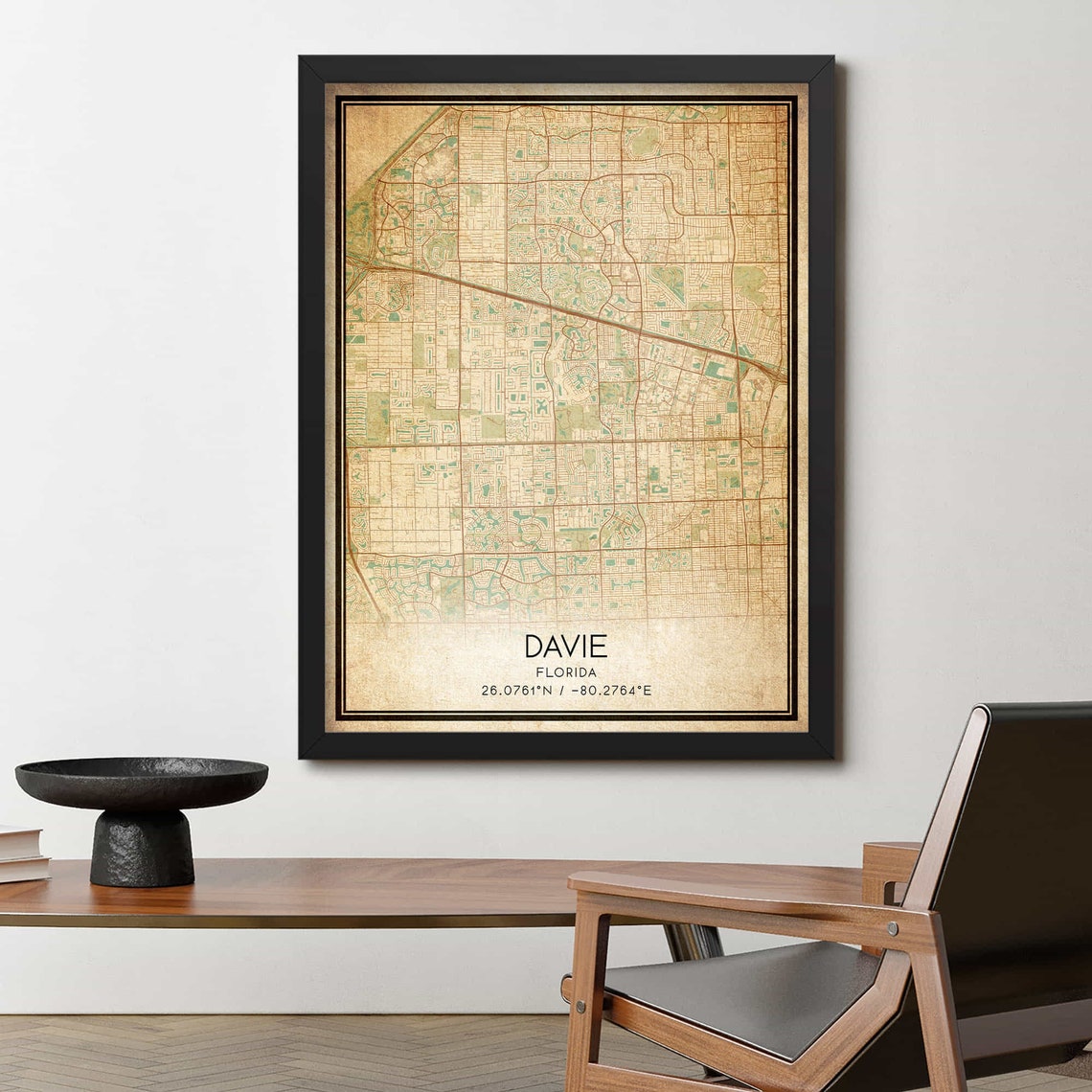 Davie Florida Vintage Style City Map Street Plan Custom Wall Art - Image 4