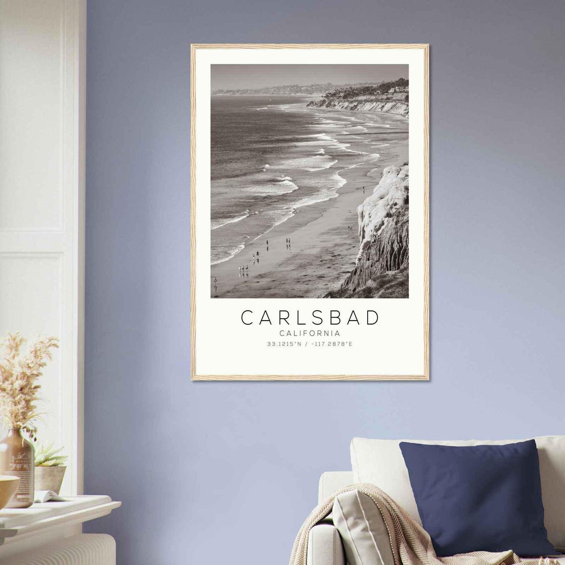 Carlsbad California Beach Cliffs Aerial Coastline Travel Poster - Image 2