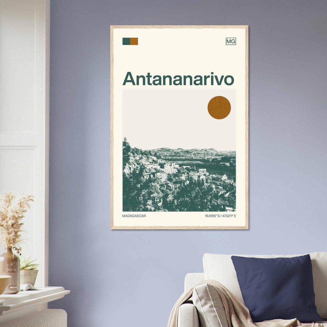 Antananarivo Madagascar Hillside City View Duotone Travel Poster - Image 2