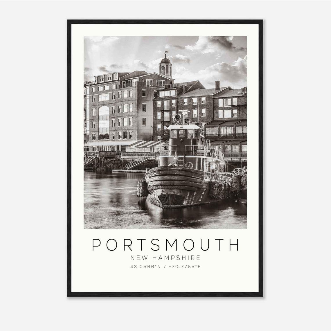 Portsmouth New Hampshire Photo Travel Poster Portsmouth Travel Print Minimalist Travel Print Ds3