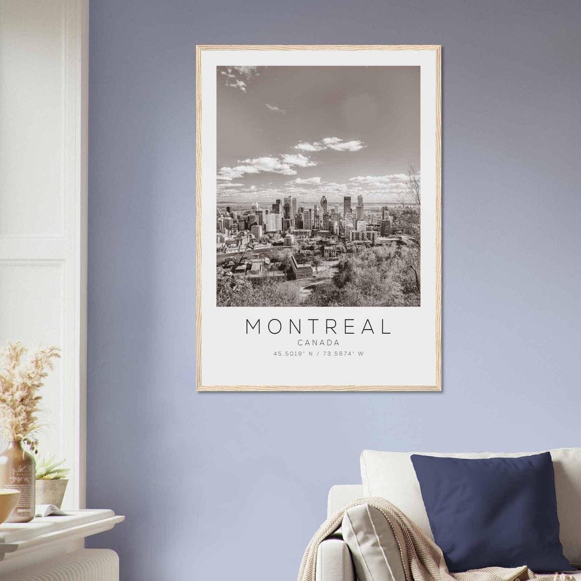 Montreal Canada Downtown Skyline Panorama Black and White Photo Poster - Image 2