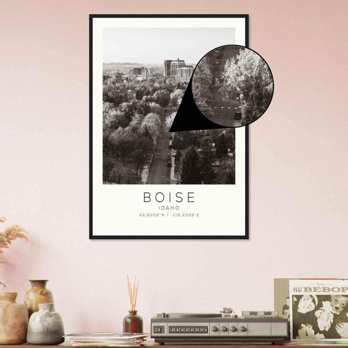 Boise Idaho Tree Lined Avenue Leading to Downtown Skyline Poster - Image 4